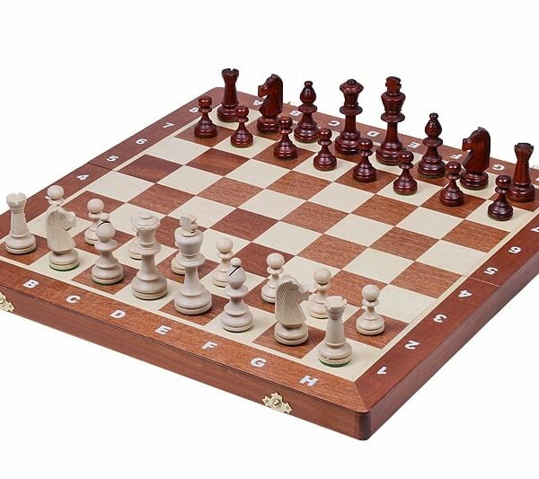 Jeu d'Échecs Lesté Staunton Taille 5 - Échiquier Pliant en Acajou et Sycomore avec Rangement