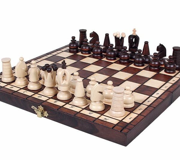 Jeu d’Échecs Pliant en Bois - Échiquier Compact 31 cm avec Rangement