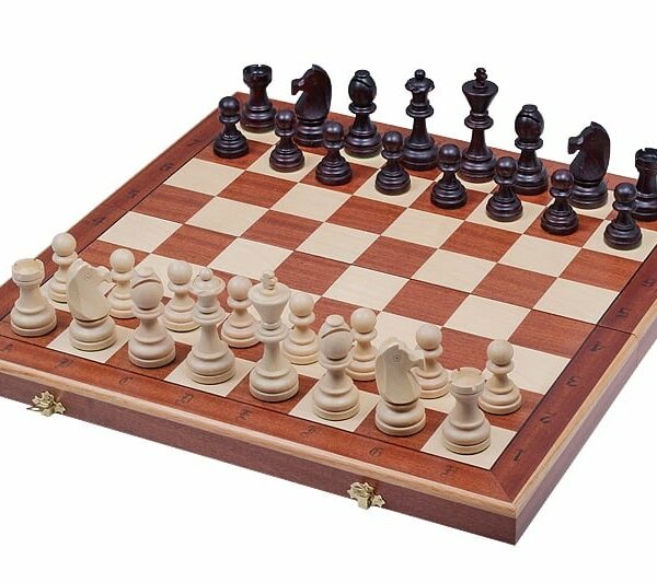 Jeu d’Échecs Staunton Taille 7 - Échiquier Pliant 50 cm avec Rangement en Bois