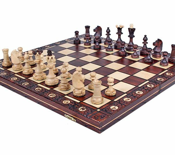 Ensemble d'Échecs en Bois Lesté – Échiquier Pliant avec Compartiment de Rangement