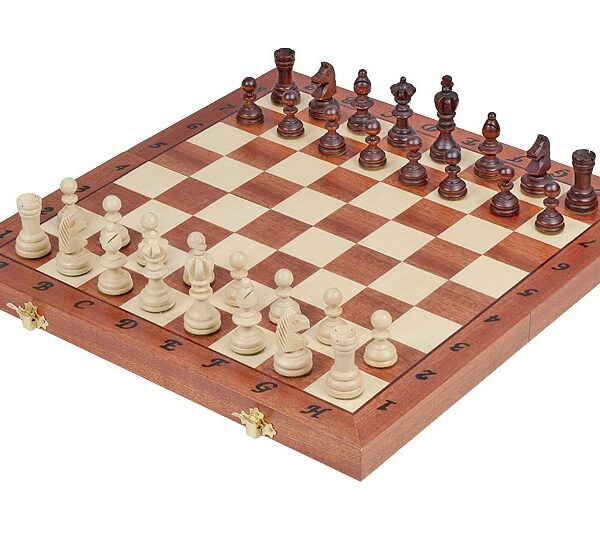 Jeu d’Échecs Pliant en Bois - Échiquier Alphanumérique avec Rangement