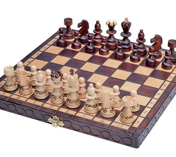 Jeu d’Échecs Pliable en Bois avec Échiquier de 30 cm et Rangement en Feutre