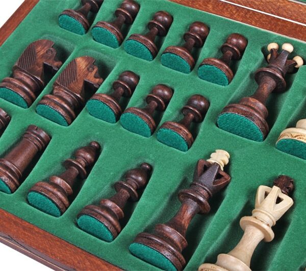 Ensemble d'Échecs en Bois Lesté – Échiquier Pliant avec Compartiment de Rangement