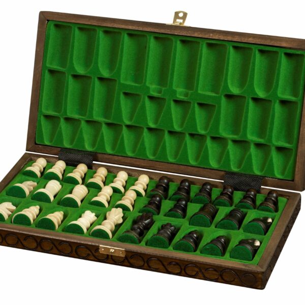 Jeu d'Échecs en Bois avec Figurines en Sycomore et Échiquier Pliable