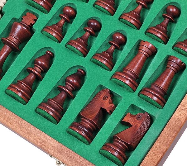 Jeu d'Échecs Lesté Staunton Taille 5 - Échiquier Pliant en Acajou et Sycomore avec Rangement