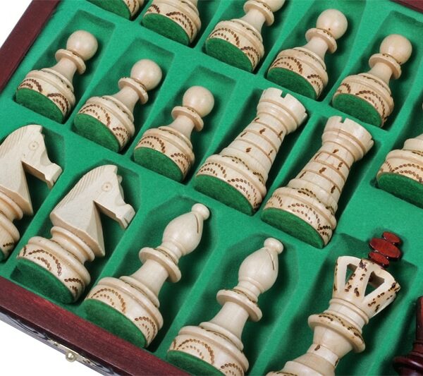 Jeu d’Échecs Décoratif en Bois - Grand Échiquier Pliant avec Rangement Individuel