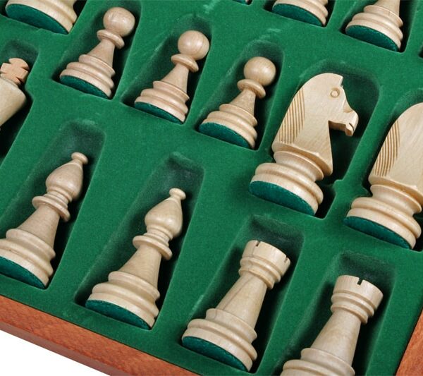 Jeu d'Échecs en Bois de Charme - Échiquier Pliant Acajou et Sycomore avec Rangement