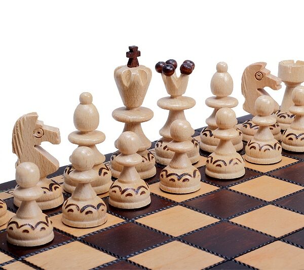 Jeu d’Échecs Pliable en Bois avec Échiquier de 30 cm et Rangement en Feutre