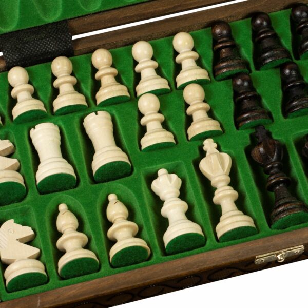 Jeu d'Échecs en Bois avec Figurines en Sycomore et Échiquier Pliableaa