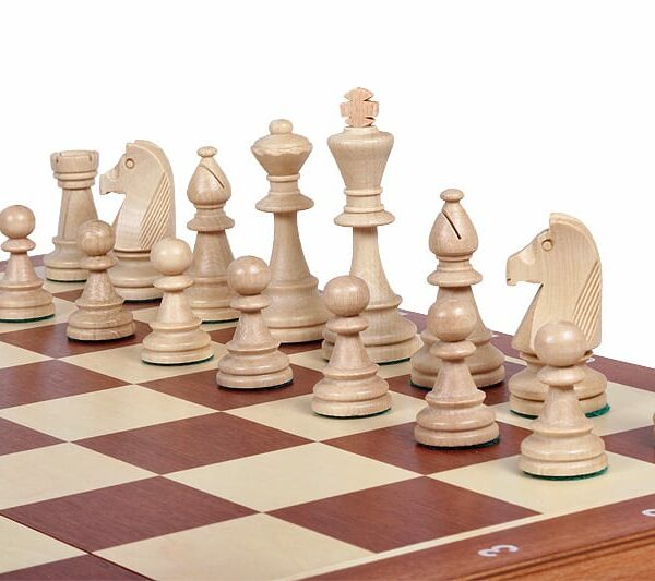 Jeu d'Échecs en Bois de Charme - Échiquier Pliant Acajou et Sycomore avec Rangement