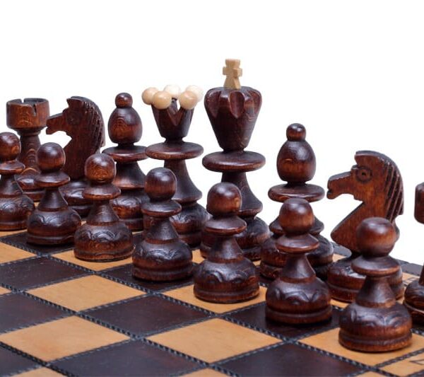 Jeu d’Échecs Pliable en Bois avec Échiquier de 30 cm et Rangement en Feutre