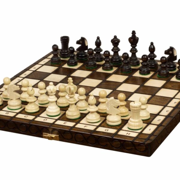 Jeu d'Échecs en Bois avec Figurines en Sycomore et Échiquier Pliable