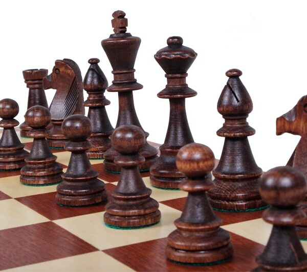 Jeu d'Échecs en Bois de Charme - Échiquier Pliant Acajou et Sycomore avec Rangement