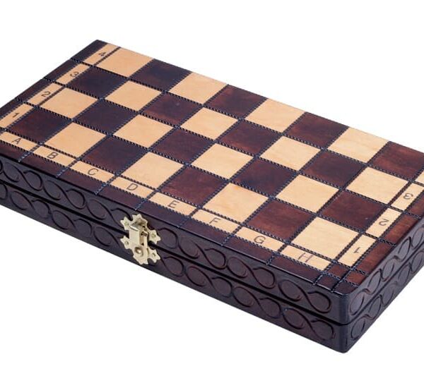 Jeu d’Échecs Pliable en Bois avec Échiquier de 30 cm et Rangement en Feutre