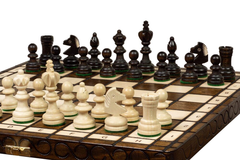 Jeu d'Échecs en Bois avec Figurines en Sycomore et Échiquier Pliable