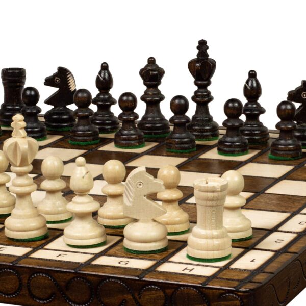 Jeu d'Échecs en Bois avec Figurines en Sycomore et Échiquier Pliable