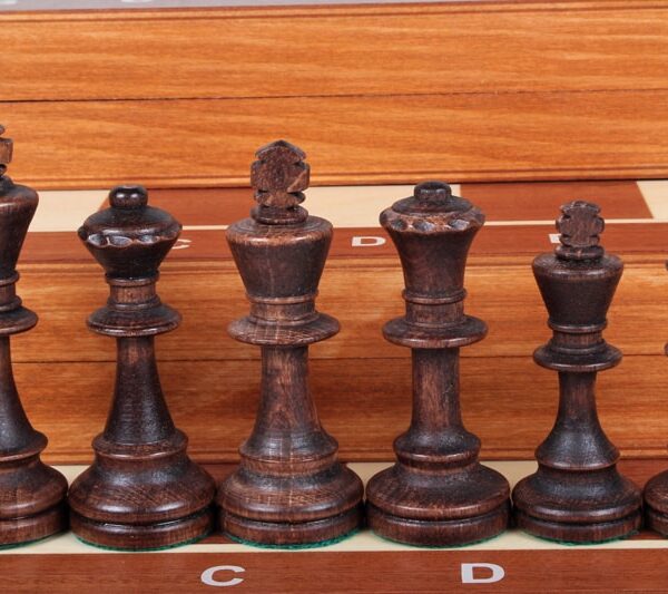 Jeu d'Échecs en Bois de Charme - Échiquier Pliant Acajou et Sycomore avec Rangement