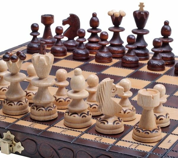 Jeu d’Échecs Pliable en Bois avec Échiquier de 30 cm et Rangement en Feutre