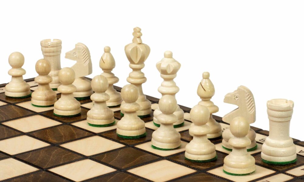 Jeu d'Échecs en Bois avec Figurines en Sycomore et Échiquier Pliable