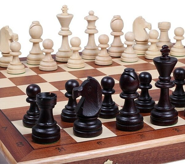 Jeu d’Échecs Staunton Taille 7 - Échiquier Pliant 50 cm avec Rangement en Bois