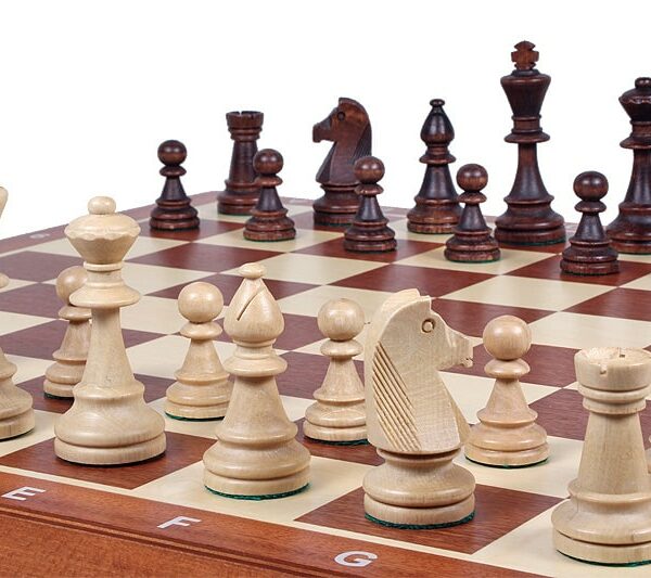 Jeu d'Échecs en Bois de Charme - Échiquier Pliant Acajou et Sycomore avec Rangement