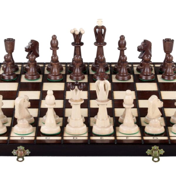 Jeu d’Échecs Pliant Alphanumérique en Bois - Échiquier 42 cm avec Rangement