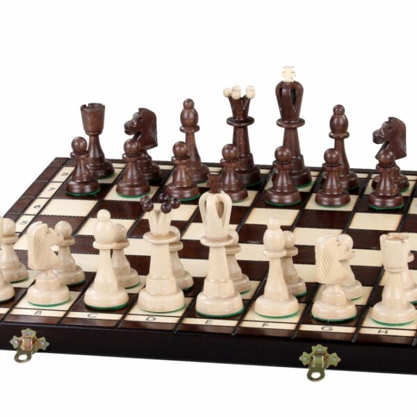 Jeu d’Échecs Pliant Alphanumérique en Bois - Échiquier 42 cm avec Rangement