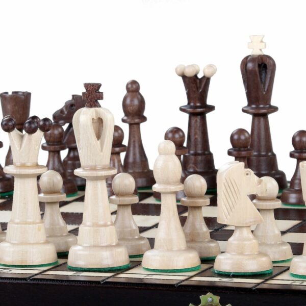 Jeu d’Échecs Pliant Alphanumérique en Bois - Échiquier 42 cm avec Rangement