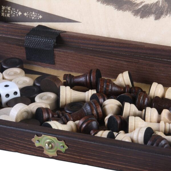 Jeu d'échecs en bois compact – Échecs, dames et backgammon en un seul set