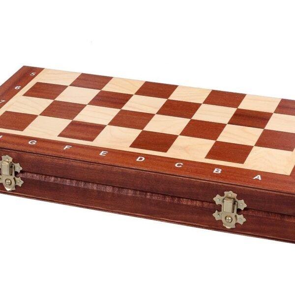 Jeu d'Échecs en Bois avec Échiquier Pliant en Sycomore et Acajou - Pièces en Bois de Charme