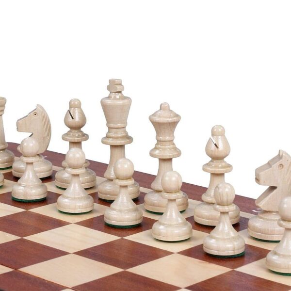 Jeu d'Échecs en Bois avec Échiquier Pliant en Sycomore et Acajou - Pièces en Bois de Charme