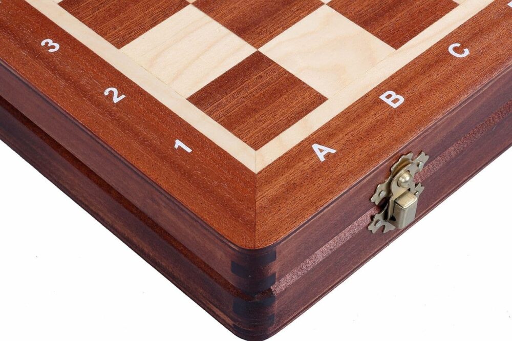 Jeu d'Échecs en Bois avec Échiquier Pliant en Sycomore et Acajou - Pièces en Bois de Charme