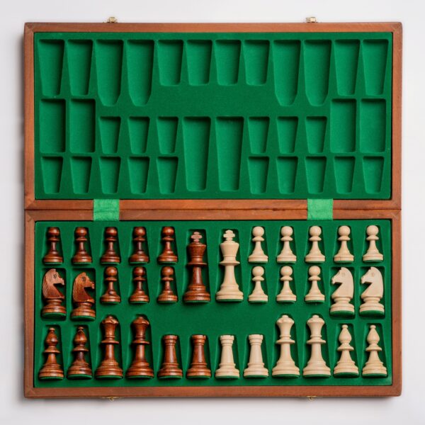 Jeu d'Échecs Lesté Staunton Taille 5 - Échiquier Pliant en Acajou et Sycomore avec Rangement