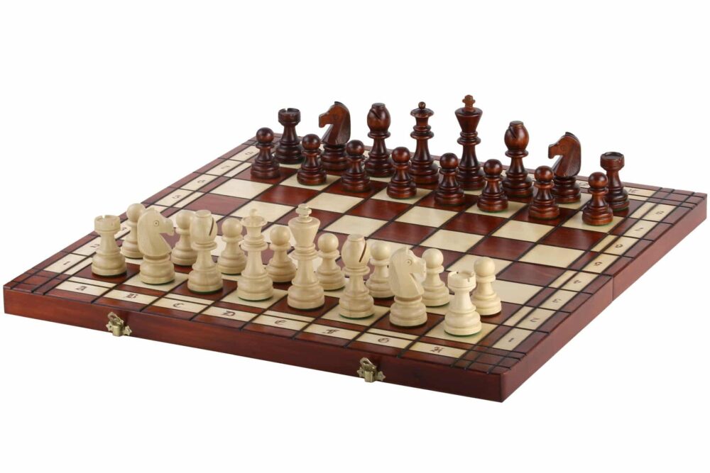 Grand Jeu d’Échecs en Bois Staunton - Échiquier Pliant 55 cm avec Rangement