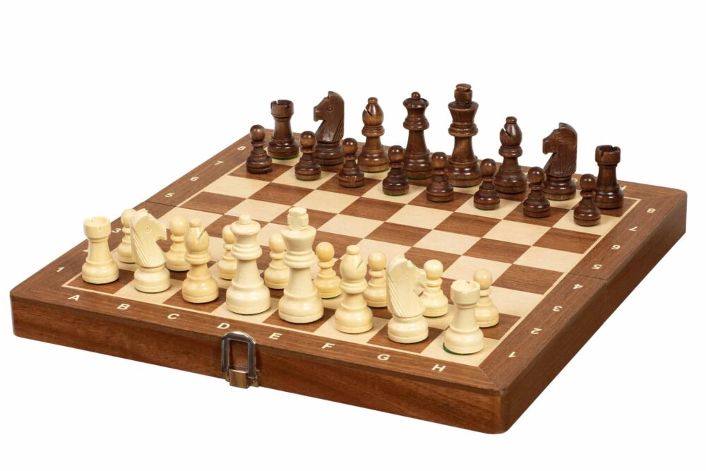 Jeu d'Échecs en Bois de Voyage - Échiquier Alphanumérique - Petit Prix