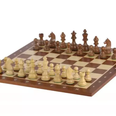 Jeu d'Échecs Élégant en Bois d’Acajou et d’Érable – Échiquier Alphanumérique