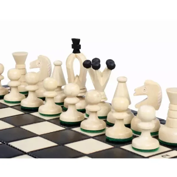 Petit Ensemble d’Échecs Royaux en Bois avec Plateau Pliable et Pièces Équilibrées