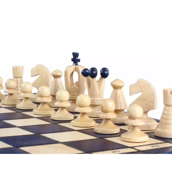 Jeu d'Échecs Royaux en Bois d’Érable - Couleur Bleue