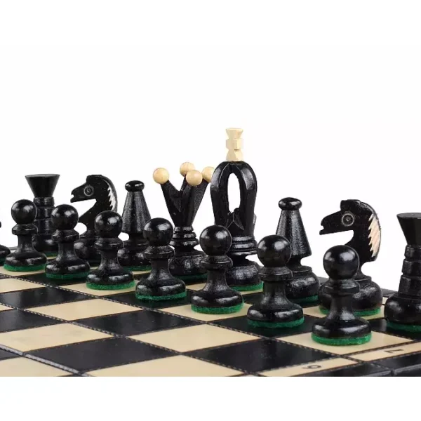 Jeu d'Échecs Royaux en Bois d’Érable - Couleur Noire