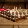 Ensemble d'Échecs de Tournoi n°6 avec Plateau Incrusté en Mahogany et Pièces Staunton en Bois