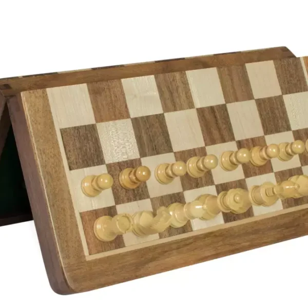 Échecs Magnétiques en Bois avec Échiquier Incrusté de 30 cm – Parfait pour le Voyage