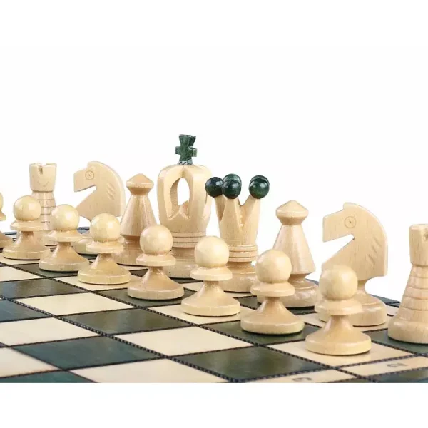 Jeu d'Échecs Royaux Verts en Bois