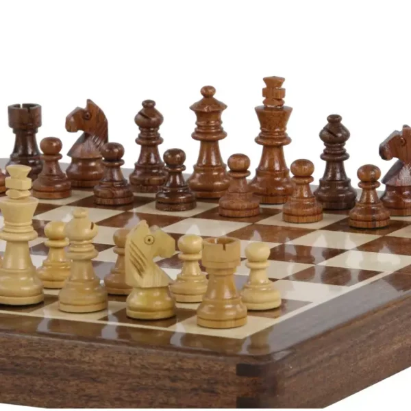 Échecs Magnétiques en Bois avec Échiquier Incrusté 25 cm – Idéal pour le Voyage