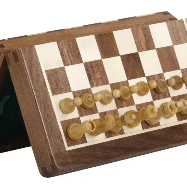 Échecs Magnétiques en Bois avec Échiquier Incrusté 25 cm – Idéal pour le Voyage