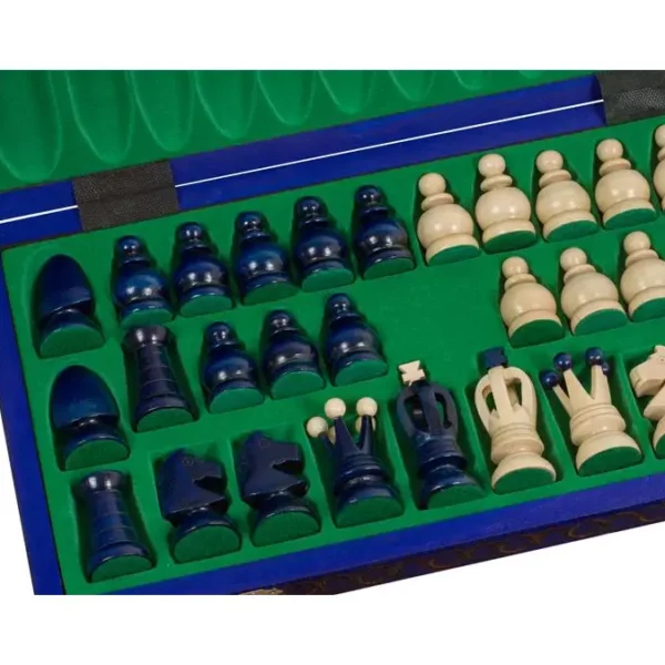 Grands Échecs Royaux en Bois – Couleur Bleue