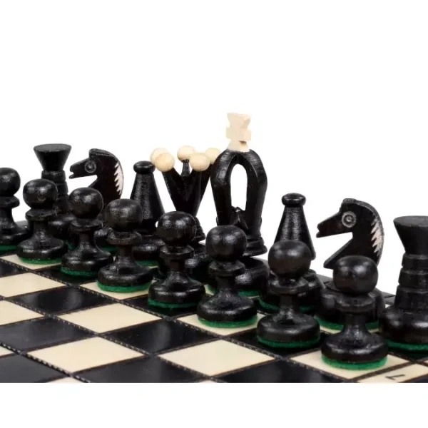 Petit Ensemble d’Échecs Royaux en Bois avec Plateau Pliable et Pièces Équilibrées