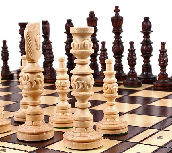 Grand Jeu d'Échecs en Bois avec Pièces de 14 cm - Échiquier Pliant