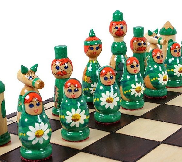 Jeu d'Échecs pour Enfants Thème Poupées Russes - Échiquier Pliant