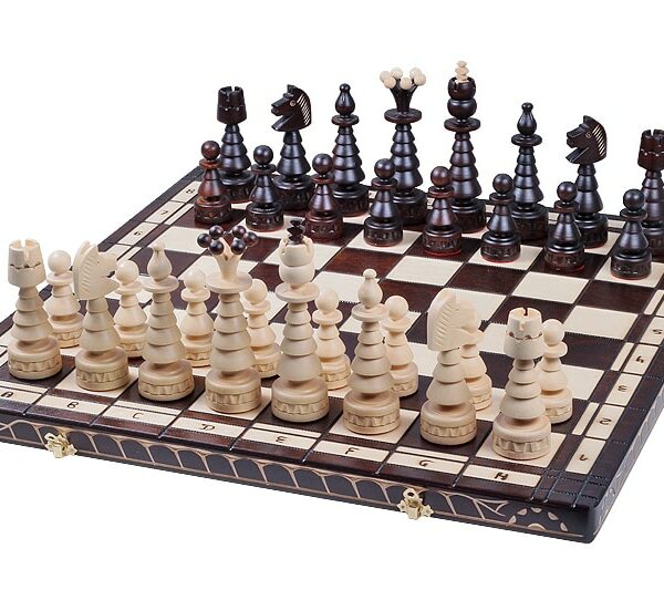 Jeu d'Échecs en Bois de Hêtre avec Échiquier Pliant - 60 x 60 cm