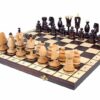 Grand Jeu d'Échecs en Bois avec Incrustation en Laiton et Échiquier Pliant 50 cm